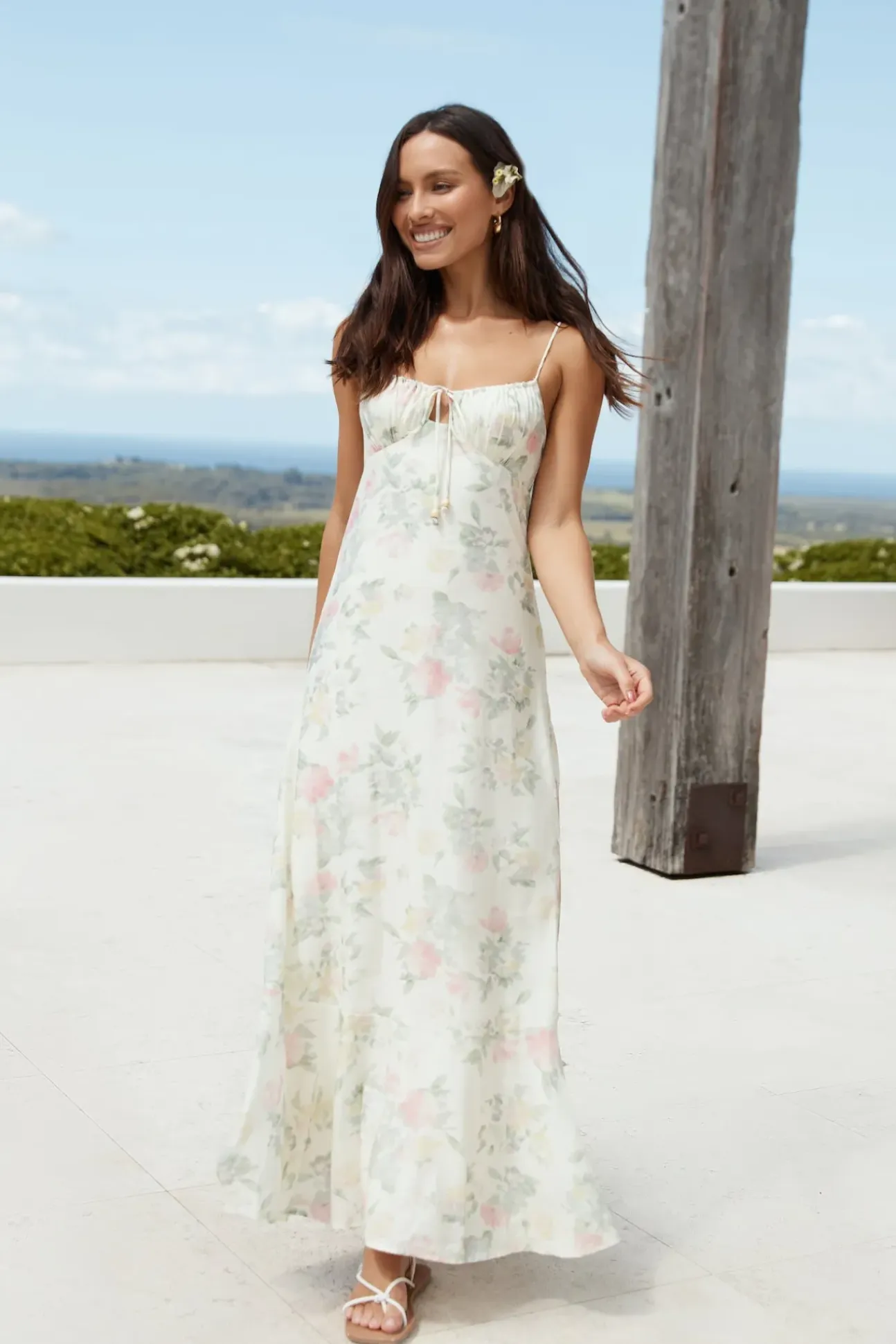 Rebekah Floral Maxi Dress Beige