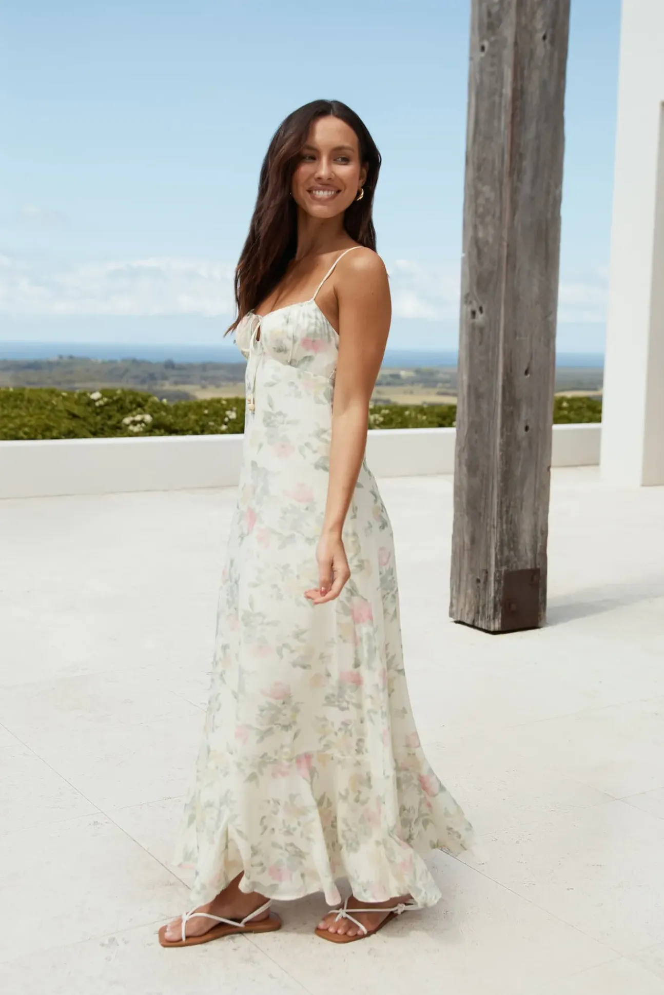 Rebekah Floral Maxi Dress Beige