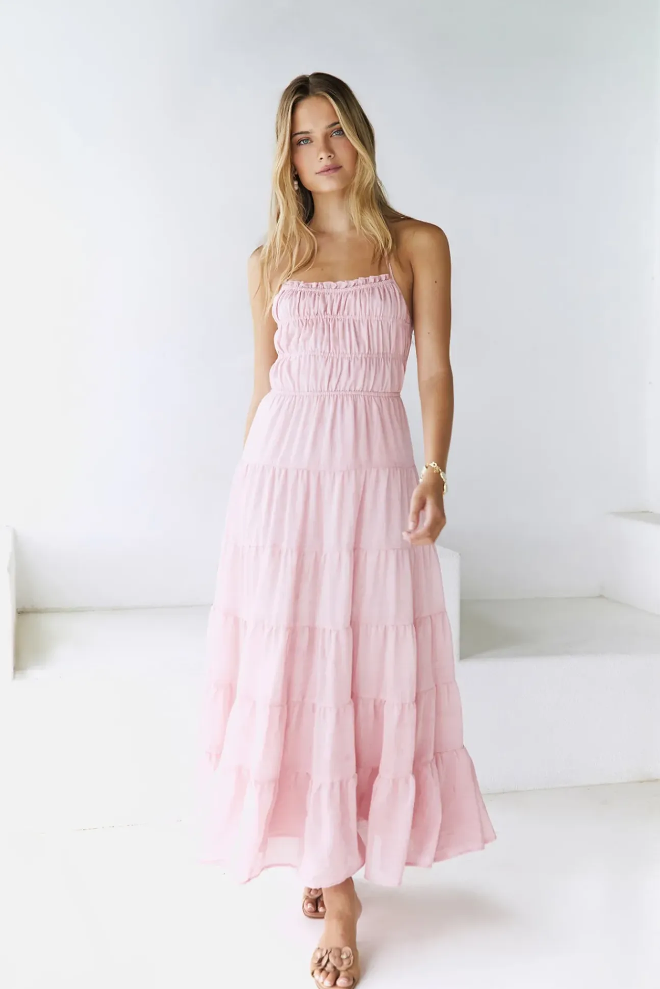 Renaissance Art Maxi Dress Pink