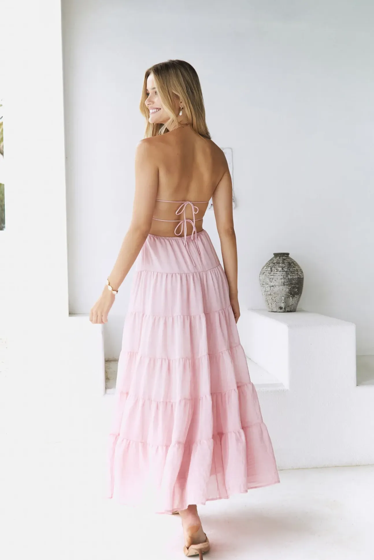 Renaissance Art Maxi Dress Pink