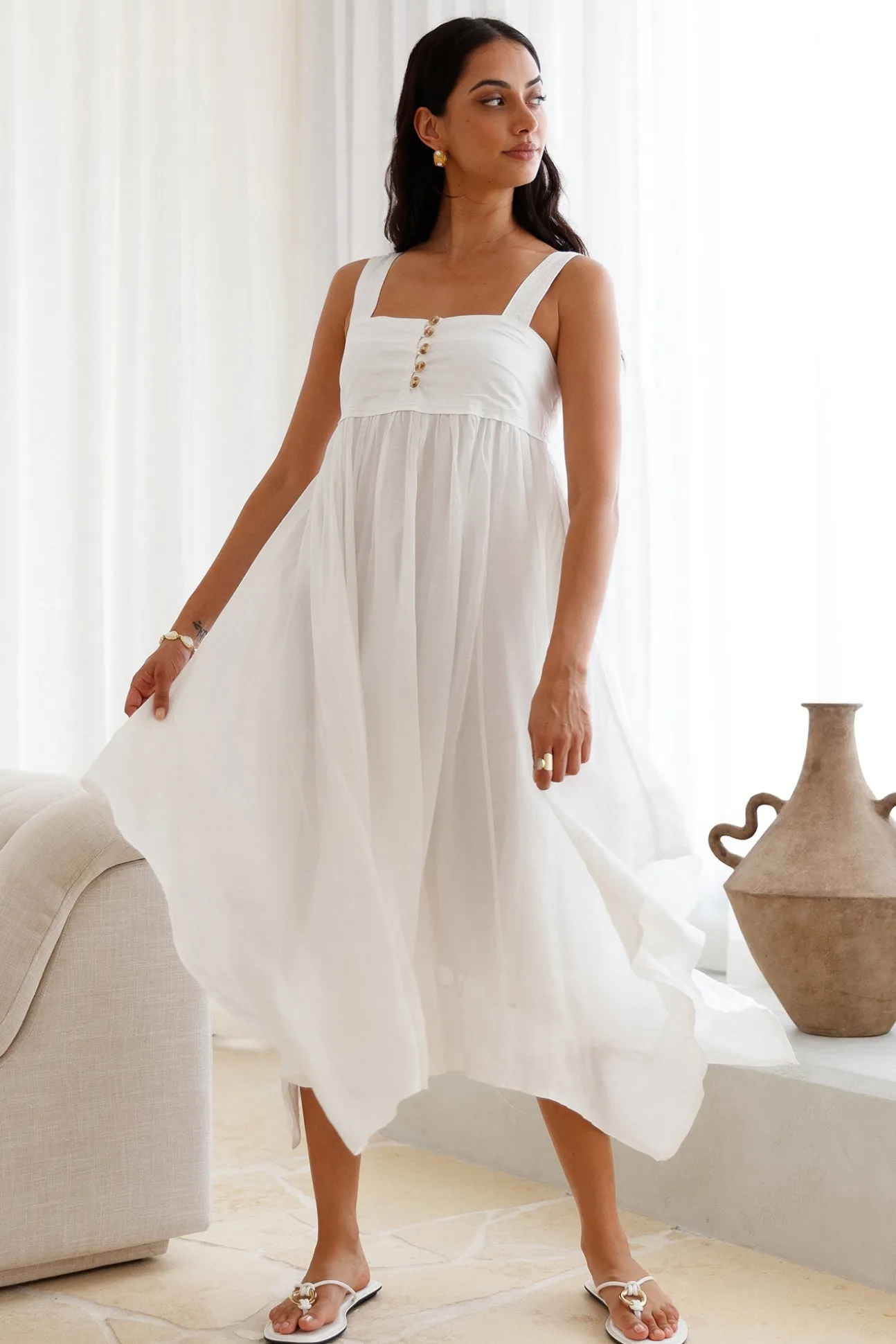 Restful Escape Midi Dress White