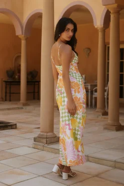 Retro Bloom Maxi Dress Green