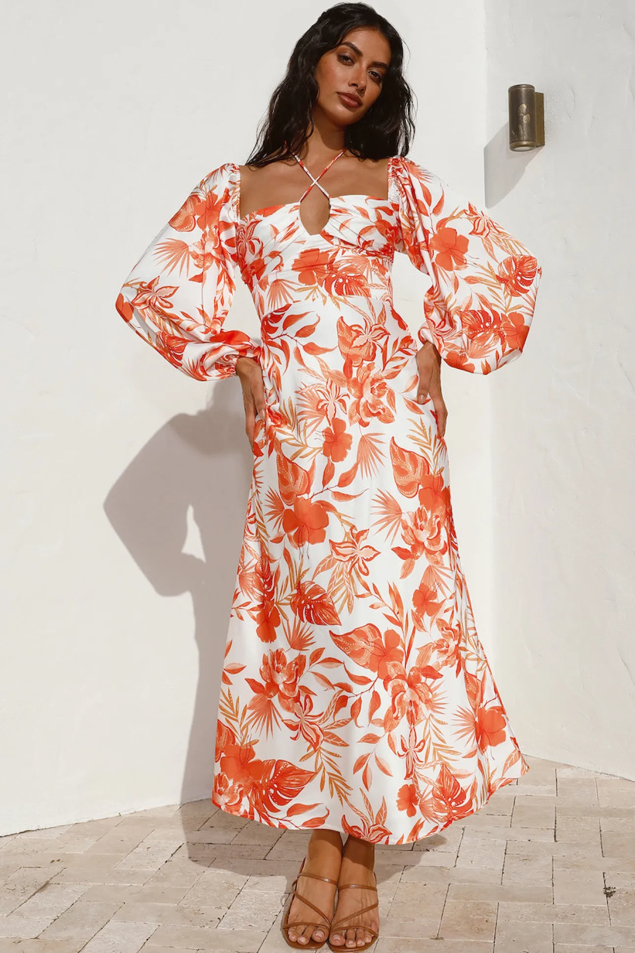 Rise Up Halter Maxi Dress Orange