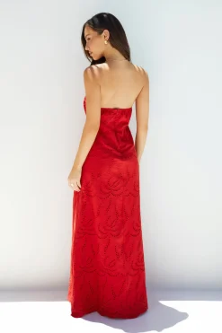 Riviera Rouge Strapless Maxi Dress Red
