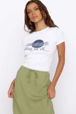 ROLLA'S Vivre Sa Vie Baby Rib Tee White