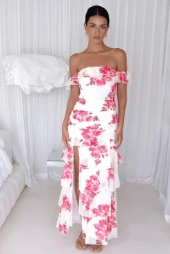Rosella Off The Shoulder Maxi Dress Pink