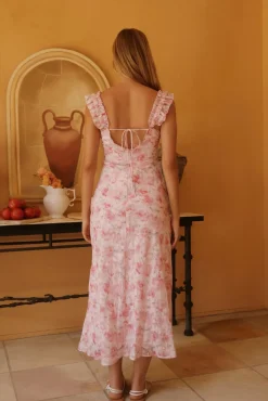 Rose Petal Reverie Midi Dress Pink
