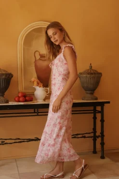 Rose Petal Reverie Midi Dress Pink