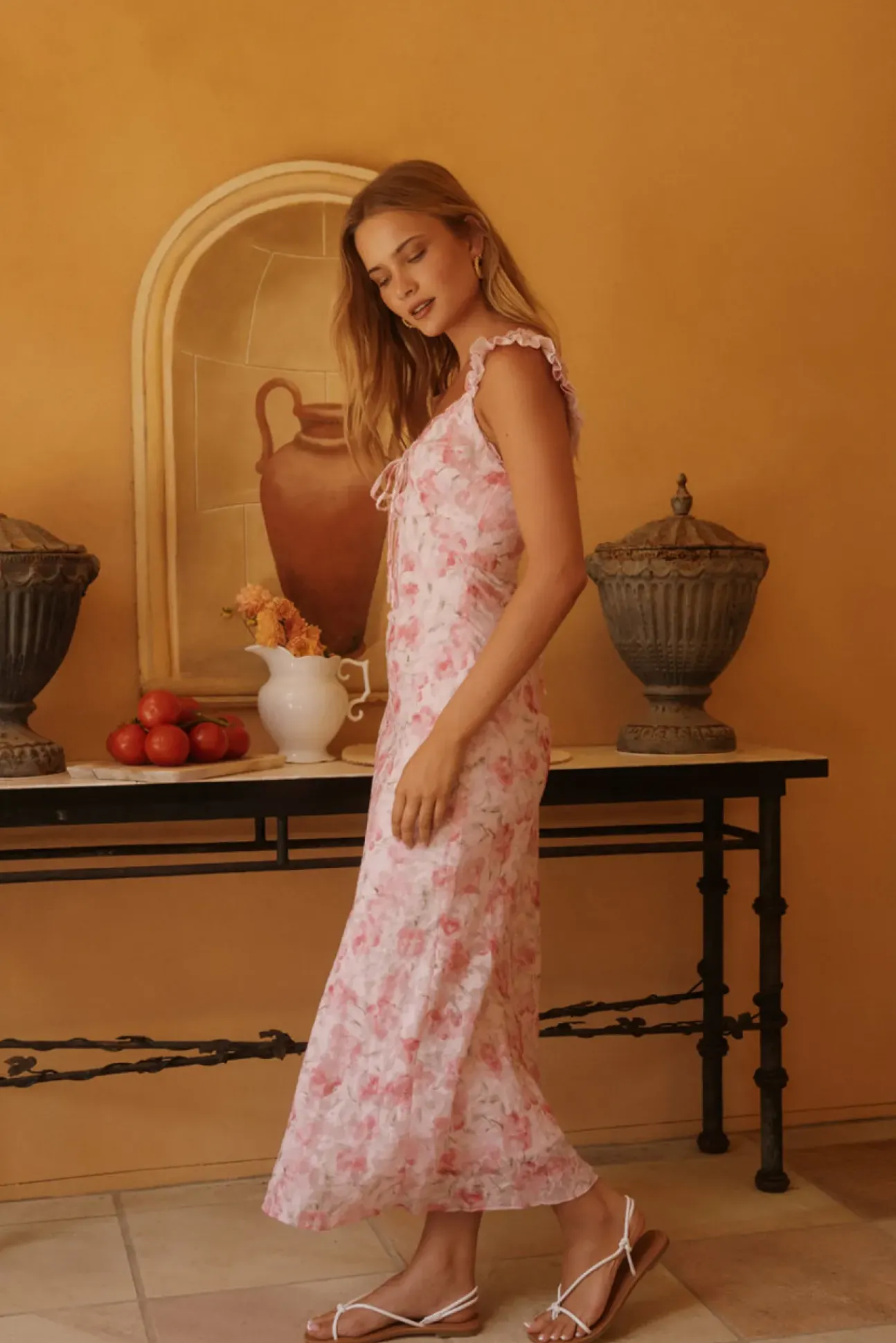 Rose Petal Reverie Midi Dress Pink