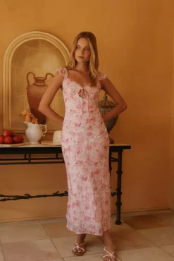 Rose Petal Reverie Midi Dress Pink
