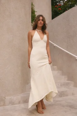 Rosetta Halter Maxi Dress Cream