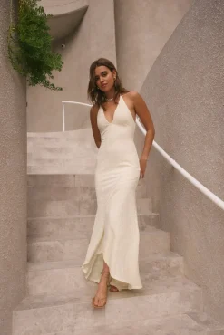 Rosetta Halter Maxi Dress Cream