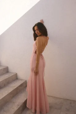 Rosetta Halter Maxi Dress Pink