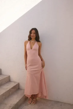 Rosetta Halter Maxi Dress Pink