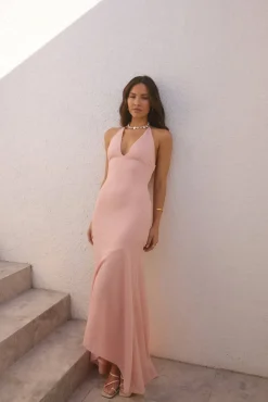 Rosetta Halter Maxi Dress Pink