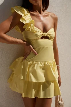 Ruffled Out Mini Dress Yellow