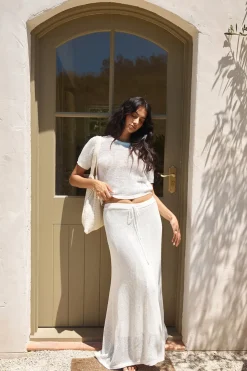 Safe Haven Knit Maxi Skirt White