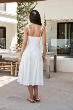 Sailing On A Dream Lace Midi Dress White