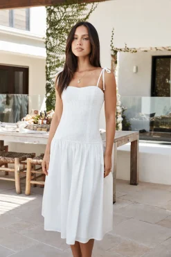 Sailing On A Dream Lace Midi Dress White