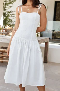 Sailing On A Dream Lace Midi Dress White