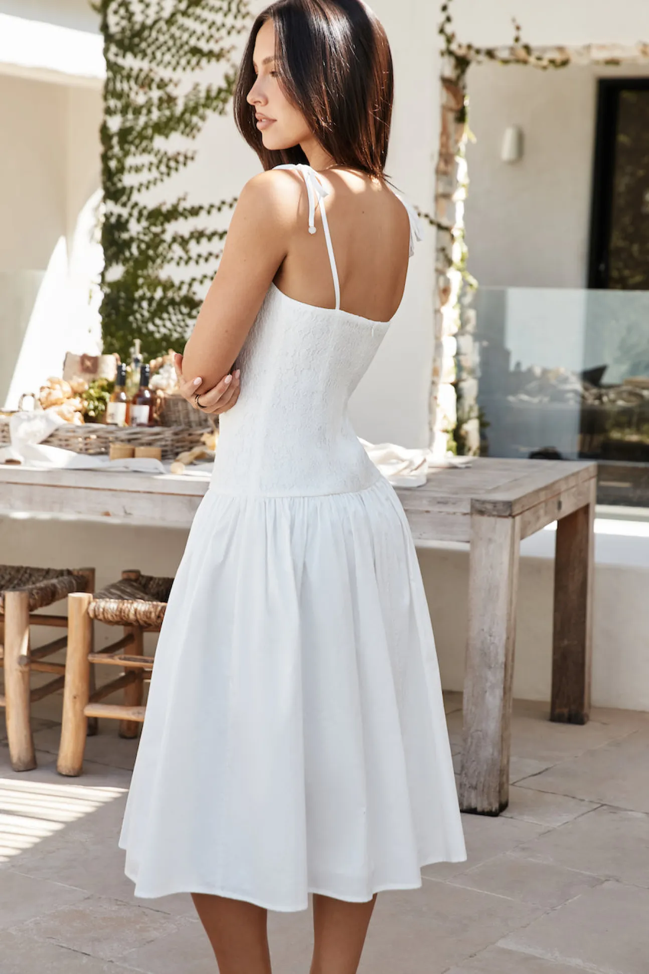 Sailing On A Dream Lace Midi Dress White