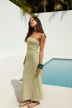 Salvadore Strapless Maxi Dress Green