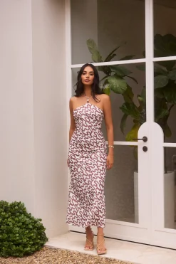 Sand Dune Halter Midi Dress Chocolate