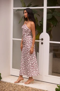 Sand Dune Halter Midi Dress Chocolate