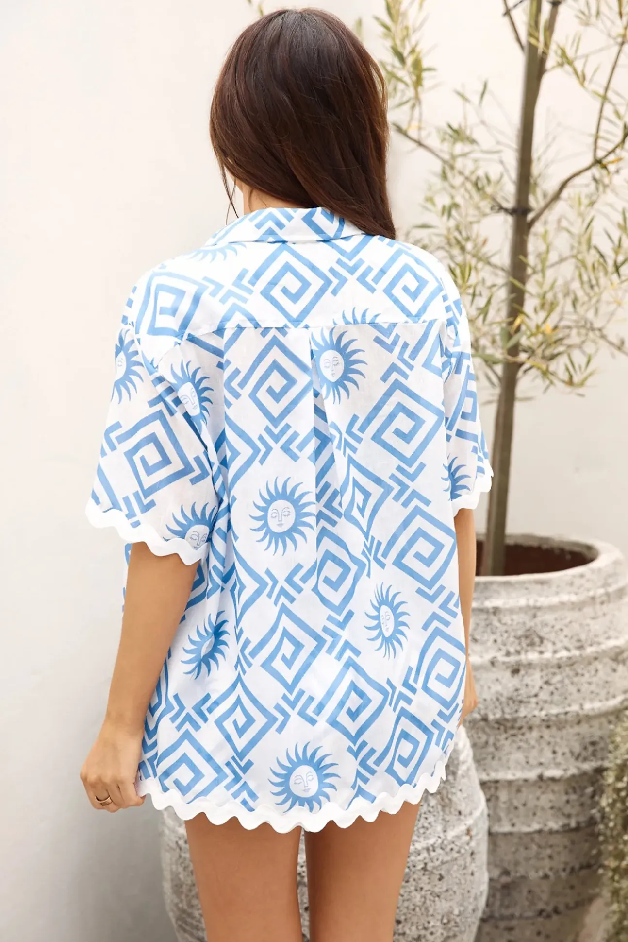 Santorini Rooftop Shirt Blue