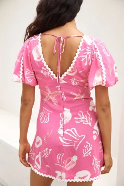 Seashell Searching Mini Dress Pink