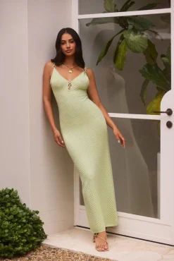 Sea Shimmer Maxi Dress Lime