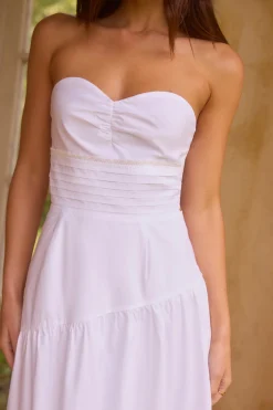 Seaside Picnic Midi Dress White