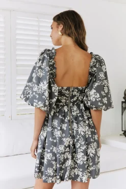 Secret Garden Mini Dress Gray