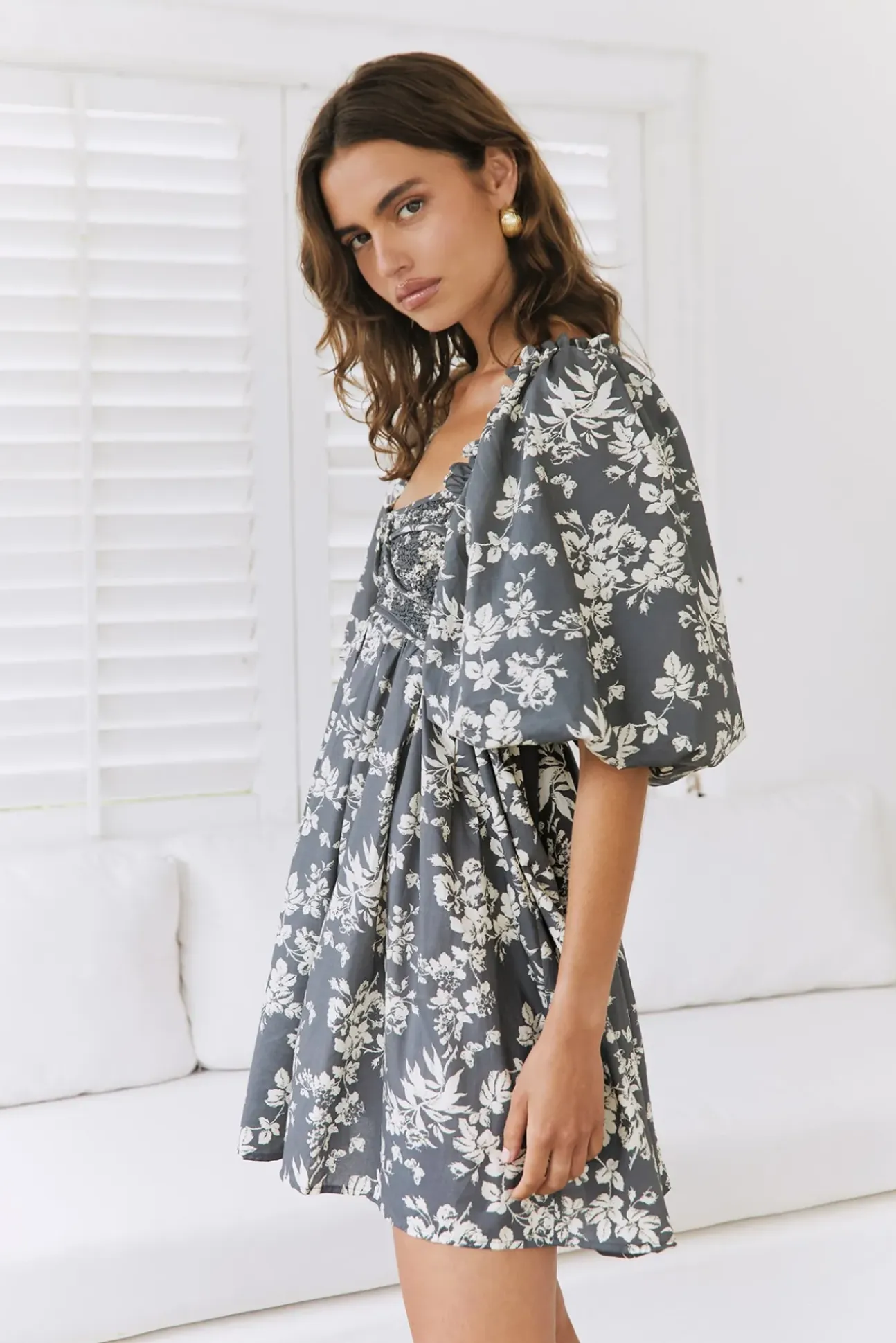 Secret Garden Mini Dress Gray
