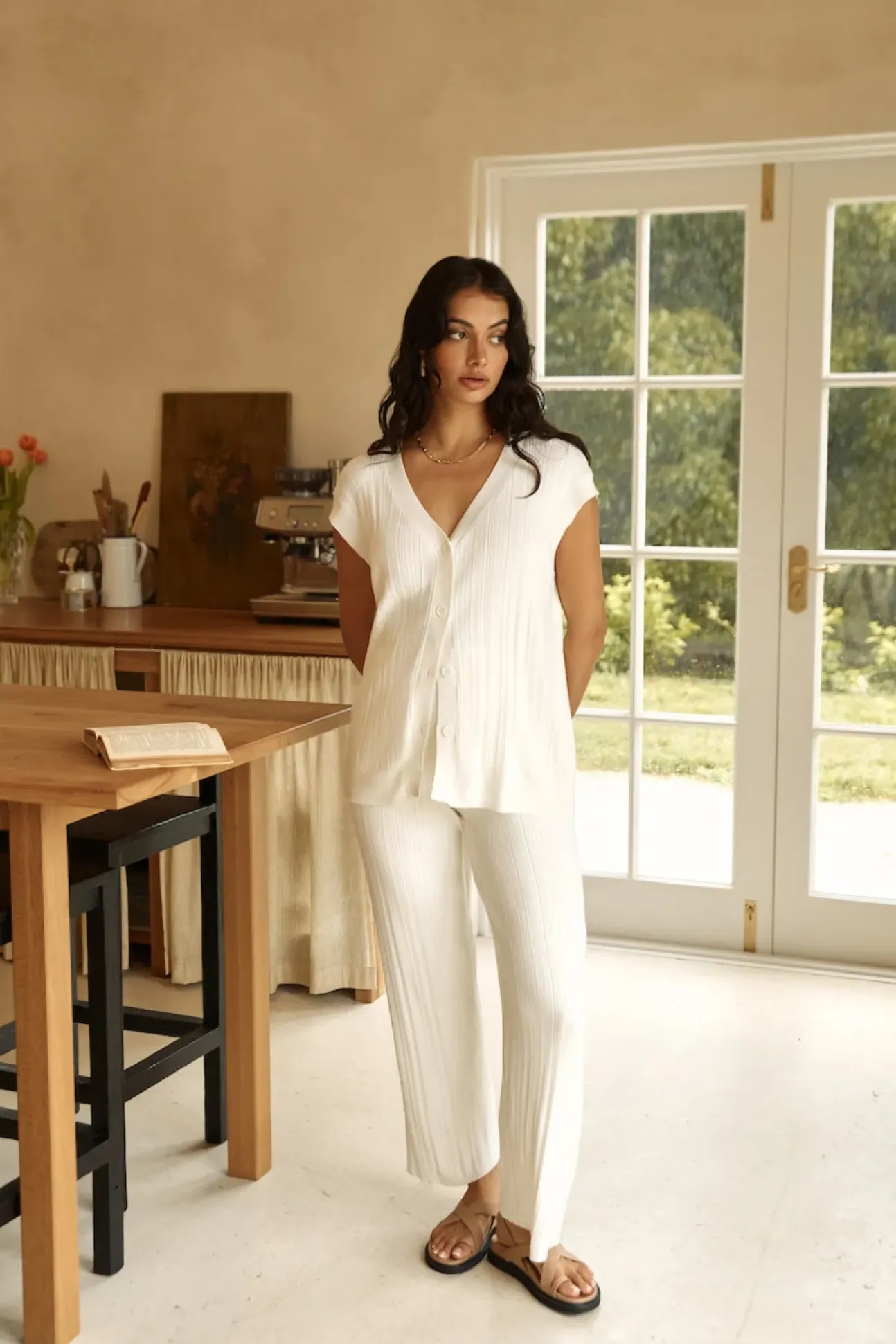 Seeking Memories Knit Pant White