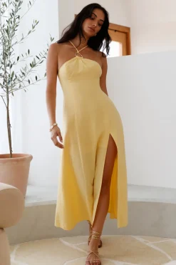 She's Captivating Midi Dress Yellow
