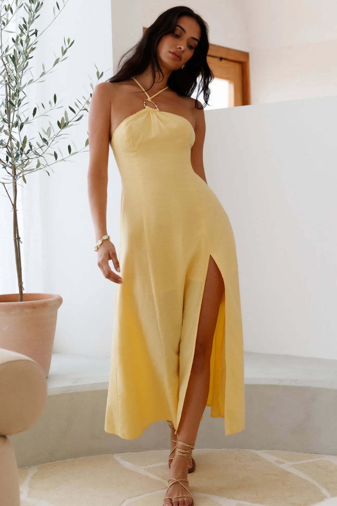 She's Captivating Midi Dress Yellow