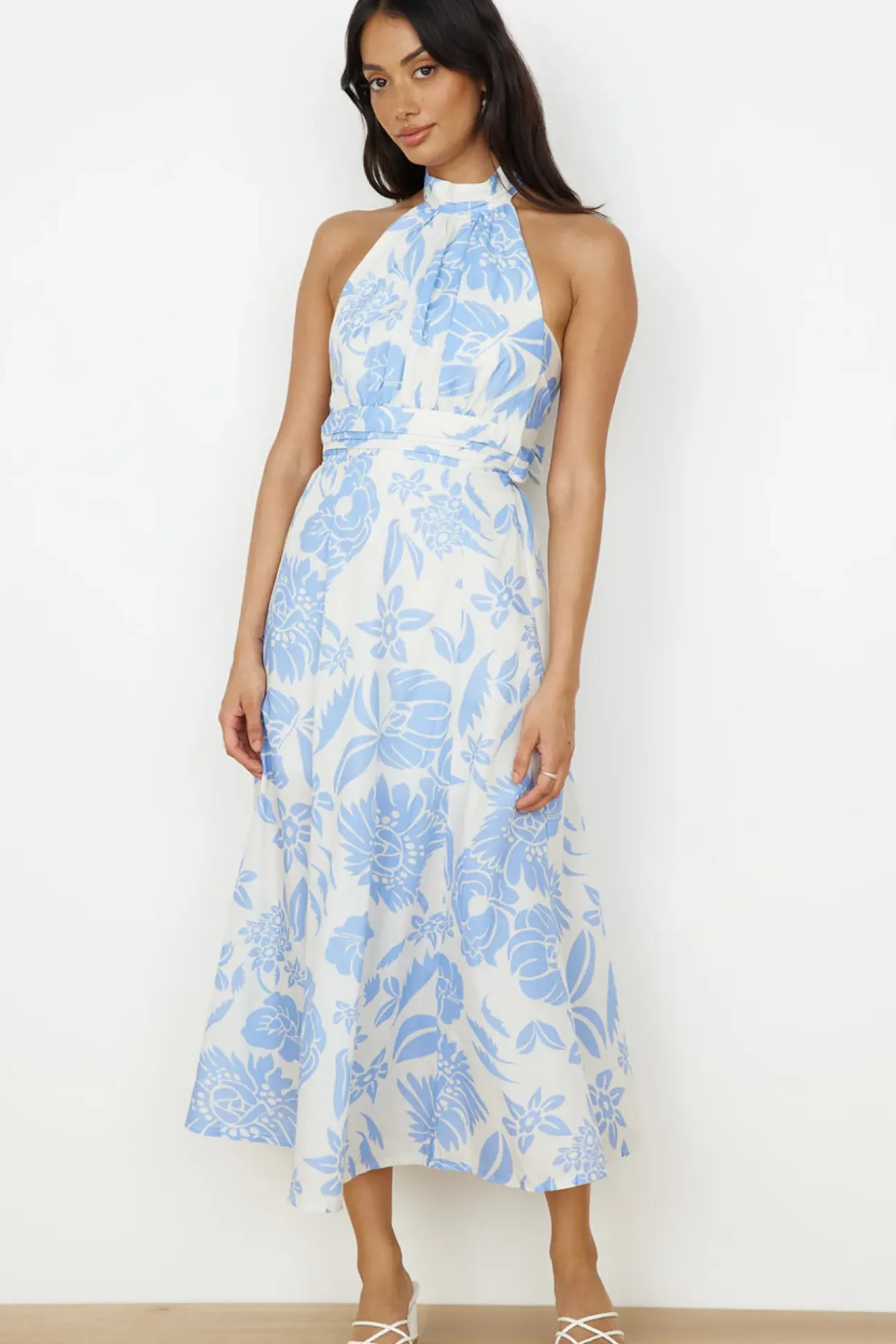 Showing Emotions Halter Maxi Dress Blue