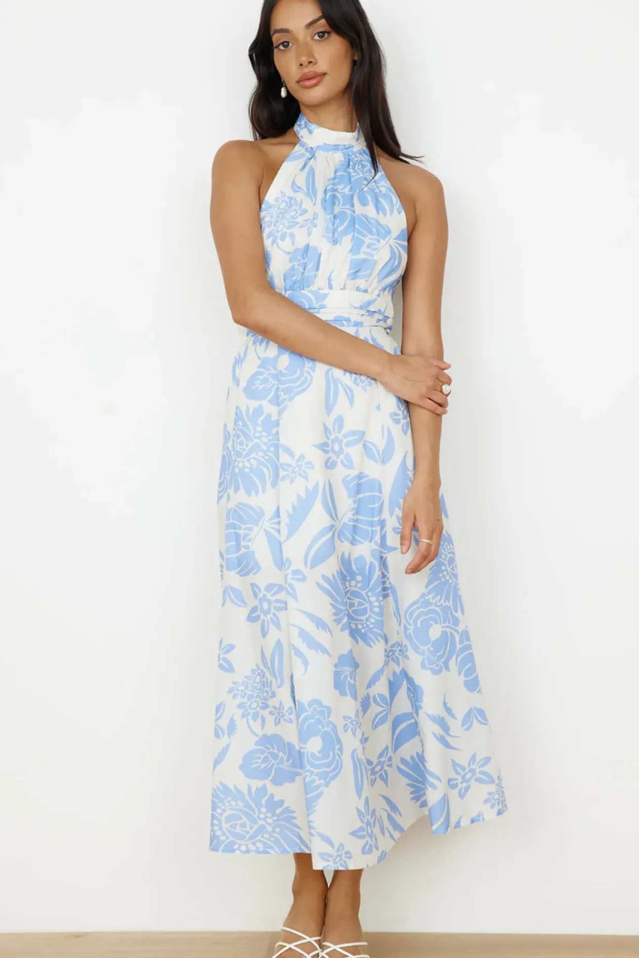 Showing Emotions Halter Maxi Dress Blue