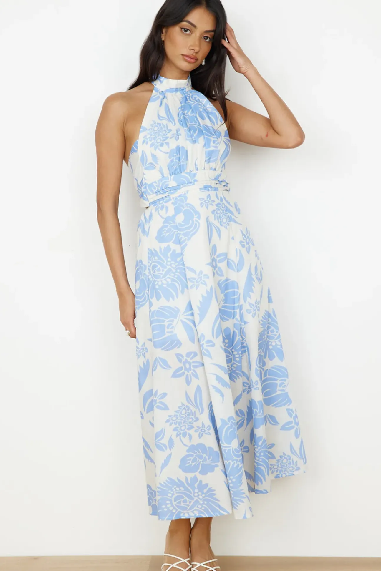 Showing Emotions Halter Maxi Dress Blue