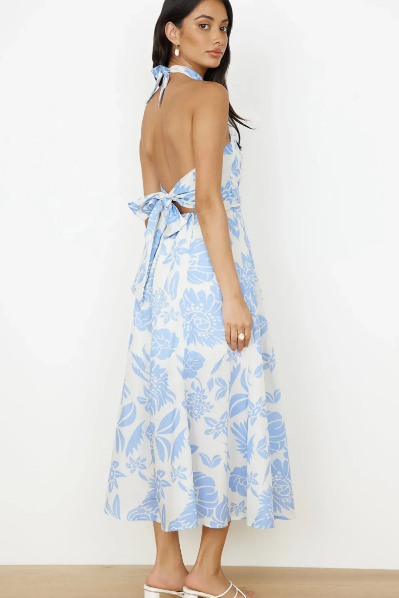 Showing Emotions Halter Maxi Dress Blue