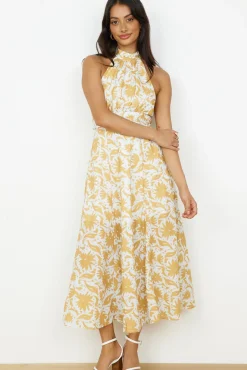 Showing Emotions Halter Maxi Dress Yellow