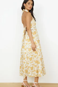 Showing Emotions Halter Maxi Dress Yellow