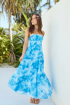 Sienna Strapless Maxi Dress Blue