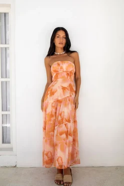 Sienna Strapless Maxi Dress Orange