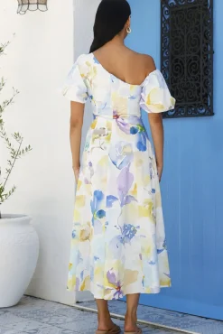 Silent Lullabies One Shoulder Midi Dress Print