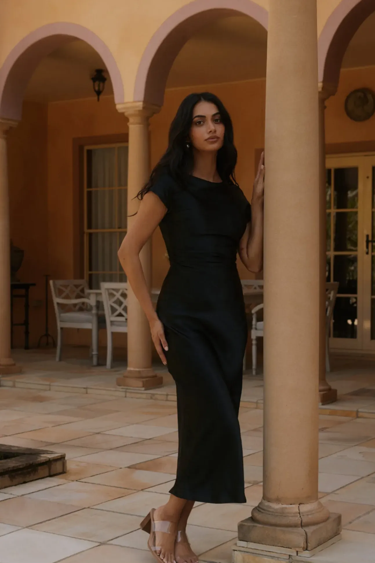 Siren Melody Satin Maxi Dress Black