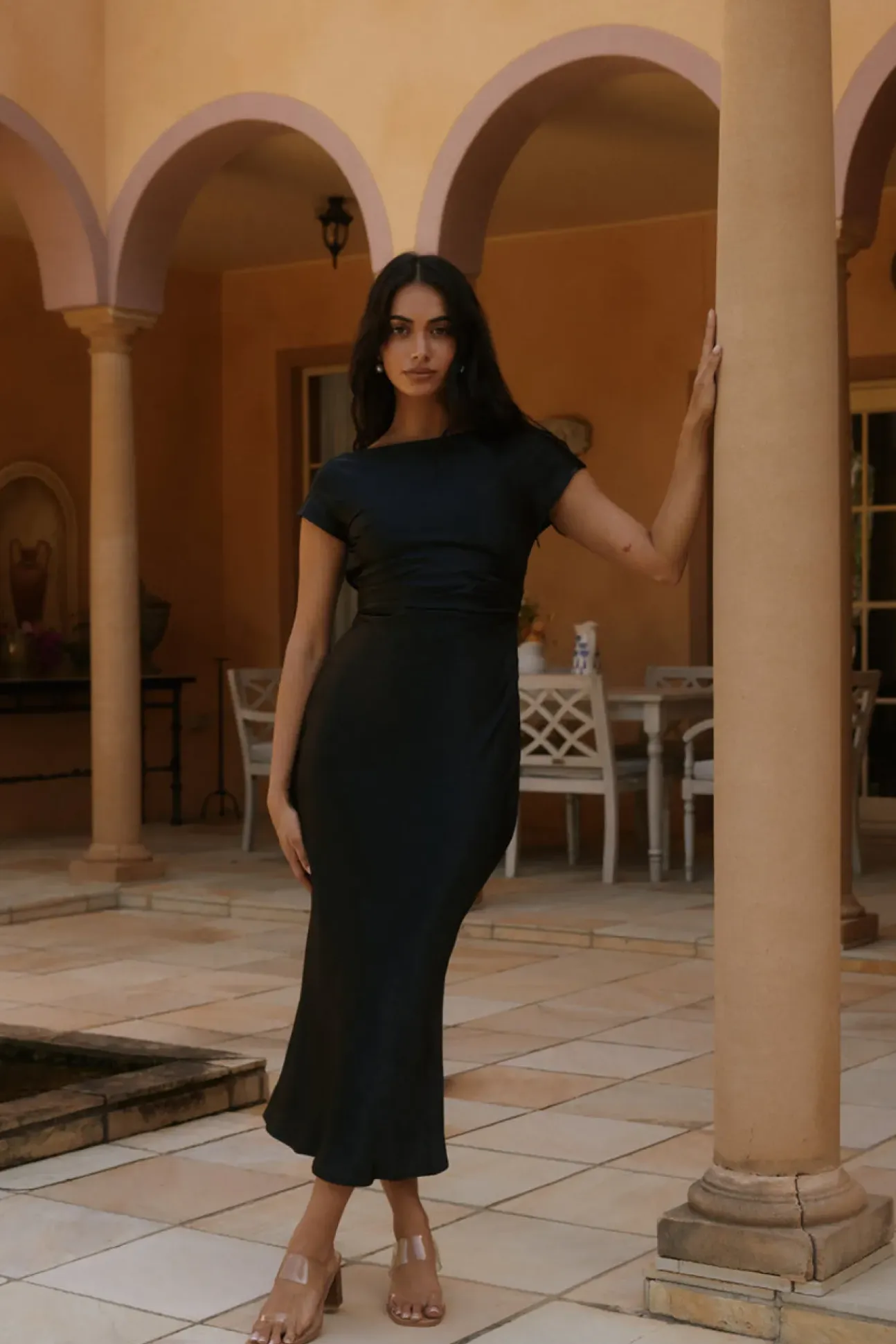 Siren Melody Satin Maxi Dress Black