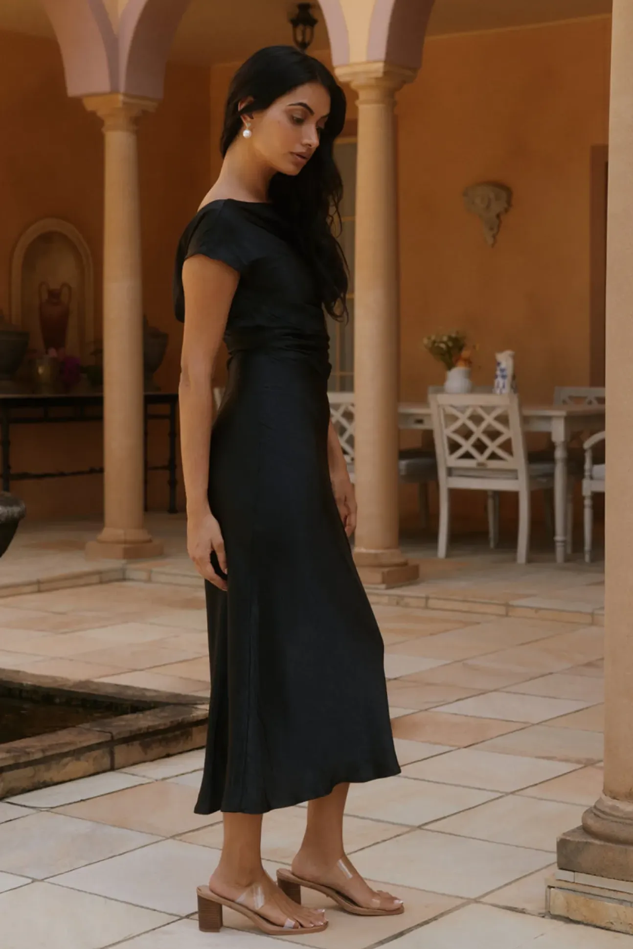 Siren Melody Satin Maxi Dress Black