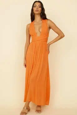 Skyfall Midi Dress Orange